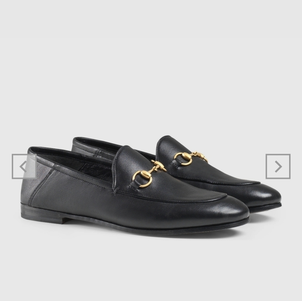 GUCCI BRIXTON Black Leather Horsebit Loafers Gucci 8 Jordaan $1000